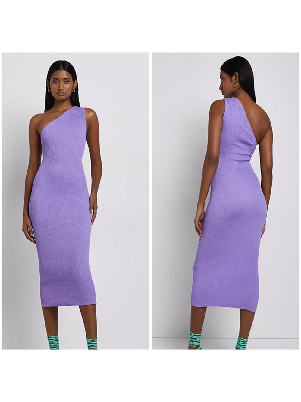 River Island Purple Asymmetrical Ribbed Bodycon Dress